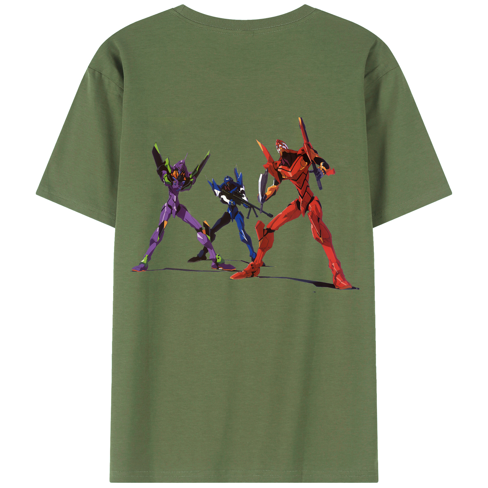 （画像用） EVA 新世紀エヴァンゲリオン 綿100％ メンズ半袖Tシャツ（バックプリント） 通気性
